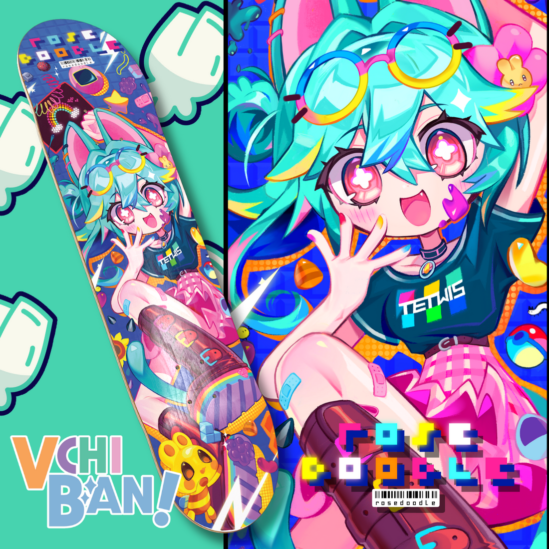 Button Mash Rosedoodle Skateboard Deck – VchiBan